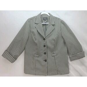Retro‎ Houndstooth Blazer Cropped Sleeves 18W 60s vibe Office Casual